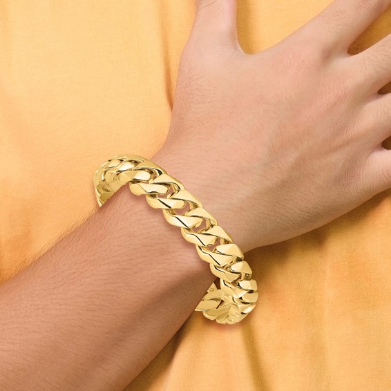 14K 14mm Hand Polished Fancy Traditional Link with Box Catch Clasp Chain (per inch)