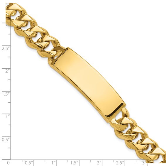 14k Hand-polished Solid Chain/Solid Plate Curb Link 48x15mm Plate 8.5 inch ID Bracelet