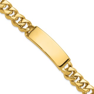 14k Hand-polished Solid Chain/Solid Plate Curb Link 48x15mm Plate 8.5 inch ID Bracelet