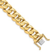 14K 15mm Yellow Gold Hand Polished Fancy Traditional Link Bracelet with Box Catch Clasp, 8" view 1