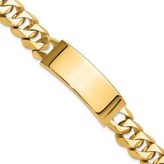 14k Hand-polished Solid Chain/Solid Plate Heavy Curb Link 48x18mm Plate 8.5 inch ID Bracelet