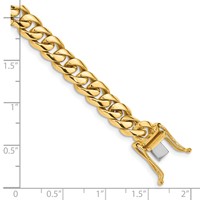 14K 7.25mm Yellow Gold Hand Polished Rounded Curb Link Bracelet with Box Catch Clasp, 8" view 3