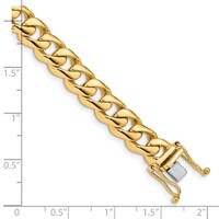 14K 8.4mm Yellow Gold Hand Polished Rounded Curb Link Bracelet with Box Catch Clasp, 8" view 3