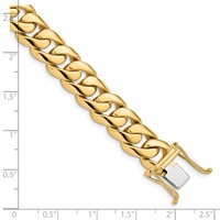 14K 10.8mm Yellow Gold Hand Polished Rounded Curb Link Bracelet with Box Catch Clasp, 8" view 4