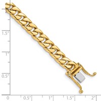 14K 6.8mm Yellow Gold Hand Polished Flat Beveled Curb Link Bracelet with Box Catch Clasp, 8" view 4