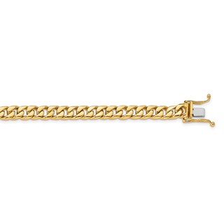 14K 6.8mm Hand Polished Flat Beveled Curb Link with Box Catch Clasp Chain (per inch)