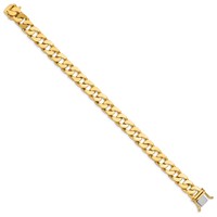 14K 10mm Yellow Gold Hand Polished Fancy Link Bracelet with Box Catch, 8" view 2
