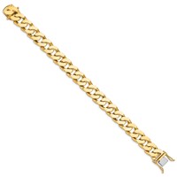 14K 11.6mm Yellow Gold Hand Polished Fancy Link Bracelet with Box Catch, 8" view 2