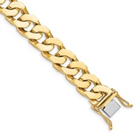 14K 11.6mm Yellow Gold Hand Polished Fancy Link Bracelet with Box Catch, 8" view 1