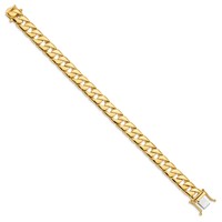 14K 10.2mm Yellow Gold Hand Polished Fancy Link Bracelet with Box Catch, 8" view 2