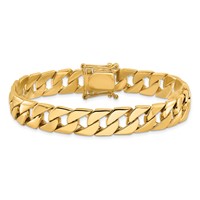 14K 10.2mm Yellow Gold Hand Polished Fancy Link Bracelet with Box Catch, 8" view 3