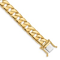 14K 10.2mm Yellow Gold Hand Polished Fancy Link Bracelet with Box Catch, 8" view 1