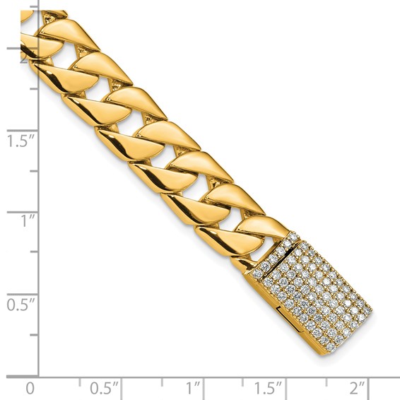 14k Hand-polished 10.2mm Fancy Curb Link 1.5 carat Diamond Clasp 8 inch Bracelet