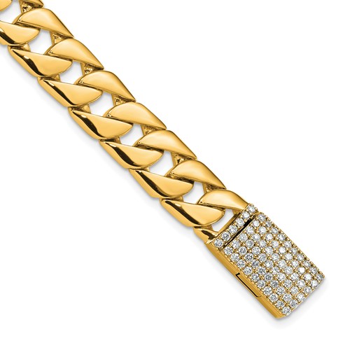 14K Yellow Gold 1.25 Carat Lab Grown Diamond VS+ F+ Complete 10.2mm Hand-Polished Fashion Link Bracelet, 8"