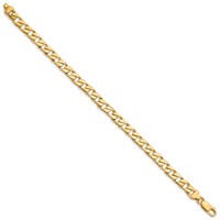 14K 6.5mm Yellow Gold Hand Polished Fancy Link Bracelet with Lobster Clasp, 8" view 2