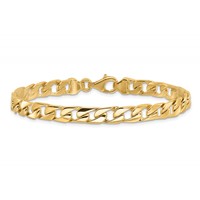14K 6.5mm Yellow Gold Hand Polished Fancy Link Bracelet with Lobster Clasp, 8" view 3