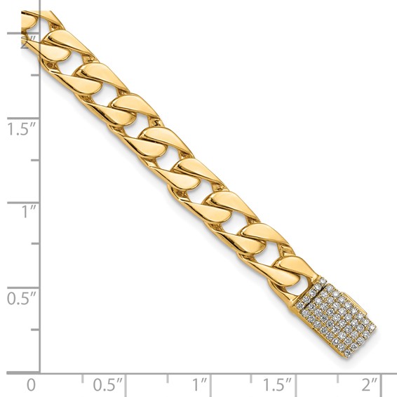14k Hand-polished 6.5mm Fancy Curb Link 1.45 carat Diamond Clasp 8 inch Bracelet