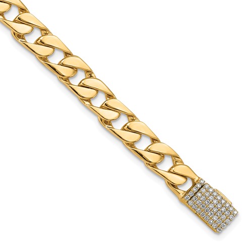 14K Yellow Gold 0.50 Carat Lab Grown Diamond VS+ F+ Complete 6.5mm Hand-Polished Fashion Link Bracelet, 8"
