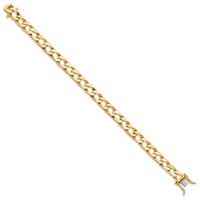 14K 7.9mm Yellow Gold Hand Polished Fancy Link Bracelet with Box Catch Clasp, 8" view 2