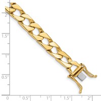 14K 7.9mm Yellow Gold Hand Polished Fancy Link Bracelet with Box Catch Clasp, 8" view 3
