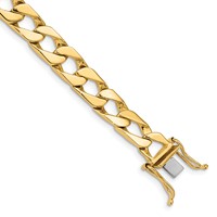 14K 7.9mm Yellow Gold Hand Polished Fancy Link Bracelet with Box Catch Clasp, 8" view 1