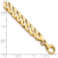 14K 7.4mm Yellow Gold Hand Polished Fancy Link Bracelet with Fancy Lobster Clasp, 7" view 3