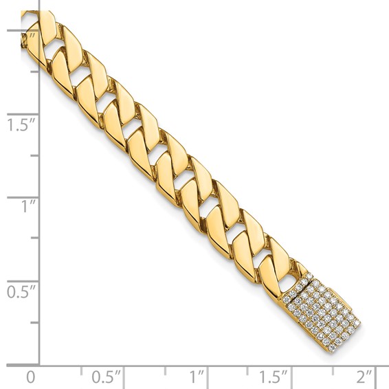 14k Hand-polished 7.4mm Fancy Curb Link 1.4 carat Diamond Clasp 8 inch Bracelet