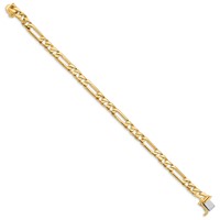 14K 8 Inch 6mm Hand Polished Figaro Link with Box Catch Clasp Bracelet view 2
