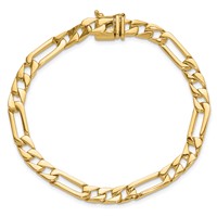 14K 8 Inch 6mm Hand Polished Figaro Link with Box Catch Clasp Bracelet view 5