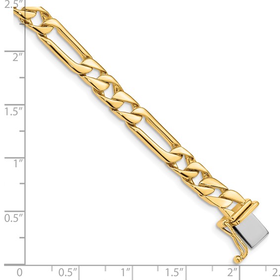 14K 6mm Hand Polished Figaro Link with Box Catch Clasp Chain (per inch)