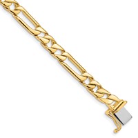 14K 8 Inch 6mm Hand Polished Figaro Link with Box Catch Clasp Bracelet view 1