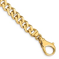 14K 8mm Yellow Gold Hand Polished Fancy Link Bracelet with Fancy Lobster Clasp, 8" view 1