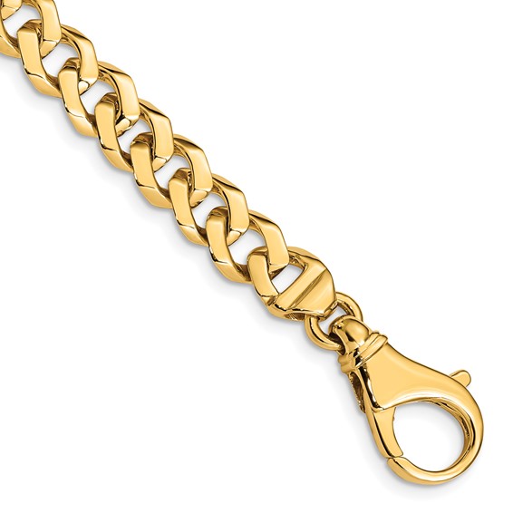 14K 8mm Hand Polished Fancy Link with Fancy Lobster Clasp Chain (per inch)