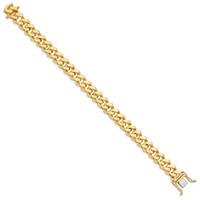 14K 10mm Yellow Gold Hand Polished Fancy Link Bracelet with Box Catch Clasp, 8" view 2