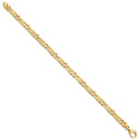 14K 5.5mm Yellow Gold Hand Polished Fancy Link Bracelet with Fancy Lobster Clasp, 7" view 2