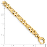 14K 5.5mm Yellow Gold Hand Polished Fancy Link Bracelet with Fancy Lobster Clasp, 7" view 3