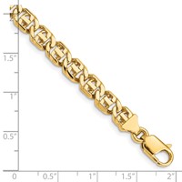 14K 6.75mm Yellow Gold Hand Polished Fancy Link Bracelet with Lobster Clasp, 7" view 3