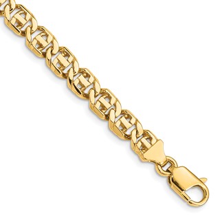 14K 6.75mm Hand Polished Fancy Link with Lobster Clasp Chain (per inch)