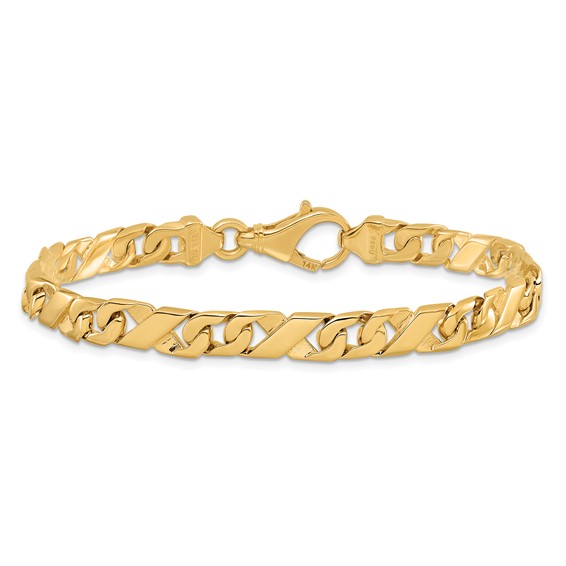14K 6.7mm Hand Polished Fancy Link with Fancy Lobster Clasp Chain (per inch)