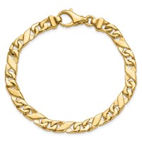 14K 6.7mm Yellow Gold Hand Polished Fancy Link Bracelet with Fancy Lobster Clasp, 8" view 5