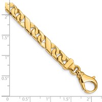 14K 6.7mm Yellow Gold Hand Polished Fancy Link Bracelet with Fancy Lobster Clasp, 8" view 4