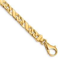 14K 6.7mm Yellow Gold Hand Polished Fancy Link Bracelet with Fancy Lobster Clasp, 8" view 1