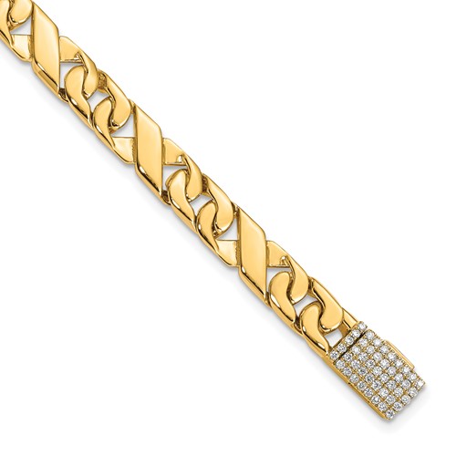 14K Yellow Gold 0.50 Carat Lab Grown Diamond VS+ F+ Complete 6.7mm Hand-Polished Fashion Link Bracelet, 8.5"