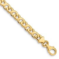 14K 6.2mm Yellow Gold Hand Polished Fancy Link Bracelet with Fancy Lobster Clasp, 7" view 1