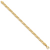 14K 5.9mm Yellow Gold Hand Polished Fancy Link Bracelet with Fancy Lobster Clasp, 7" view 2
