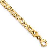 14K 5.9mm Yellow Gold Hand Polished Fancy Link Bracelet with Fancy Lobster Clasp, 7" view 1