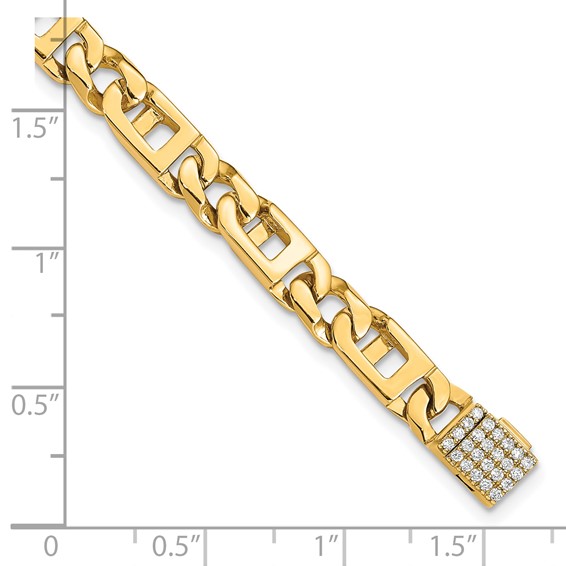 14k Hand-polished 5.9mm Fancy Link 1.75 carat Diamond Clasp 7 inch Bracelet