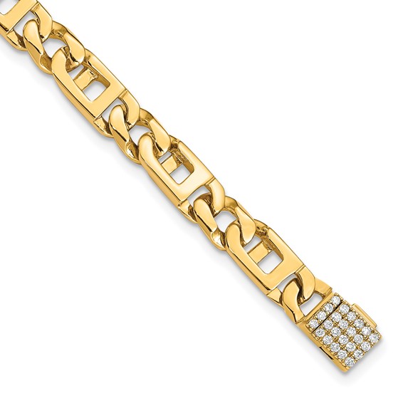14k Hand-polished 5.9mm Fancy Link 1.75 carat Diamond Clasp 7 inch Bracelet