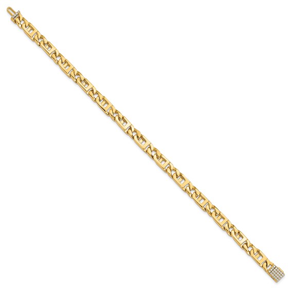 14k Hand-polished 5.9mm Fancy Link 1.75 carat Diamond Clasp 8 inch Bracelet