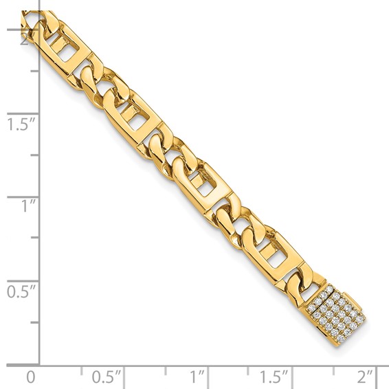14k Hand-polished 5.9mm Fancy Link 1.75 carat Diamond Clasp 8 inch Bracelet